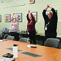 "uc davis staff during a wake break activity"