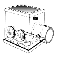 "illustration of a lab glove box"