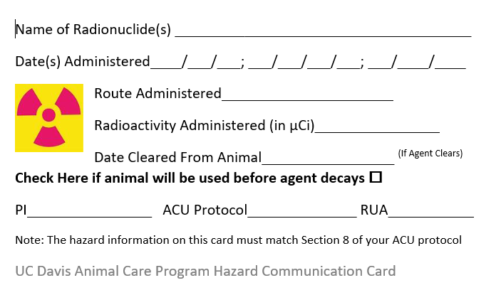 Radiation Hazard Cage Card