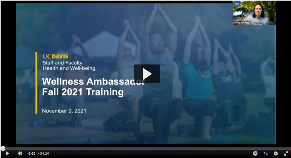 video preview thumbnail of the first slide of the Fall 2021 Wellness Ambassador training session on Nov. 9, 2021