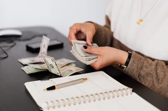 Person handling money