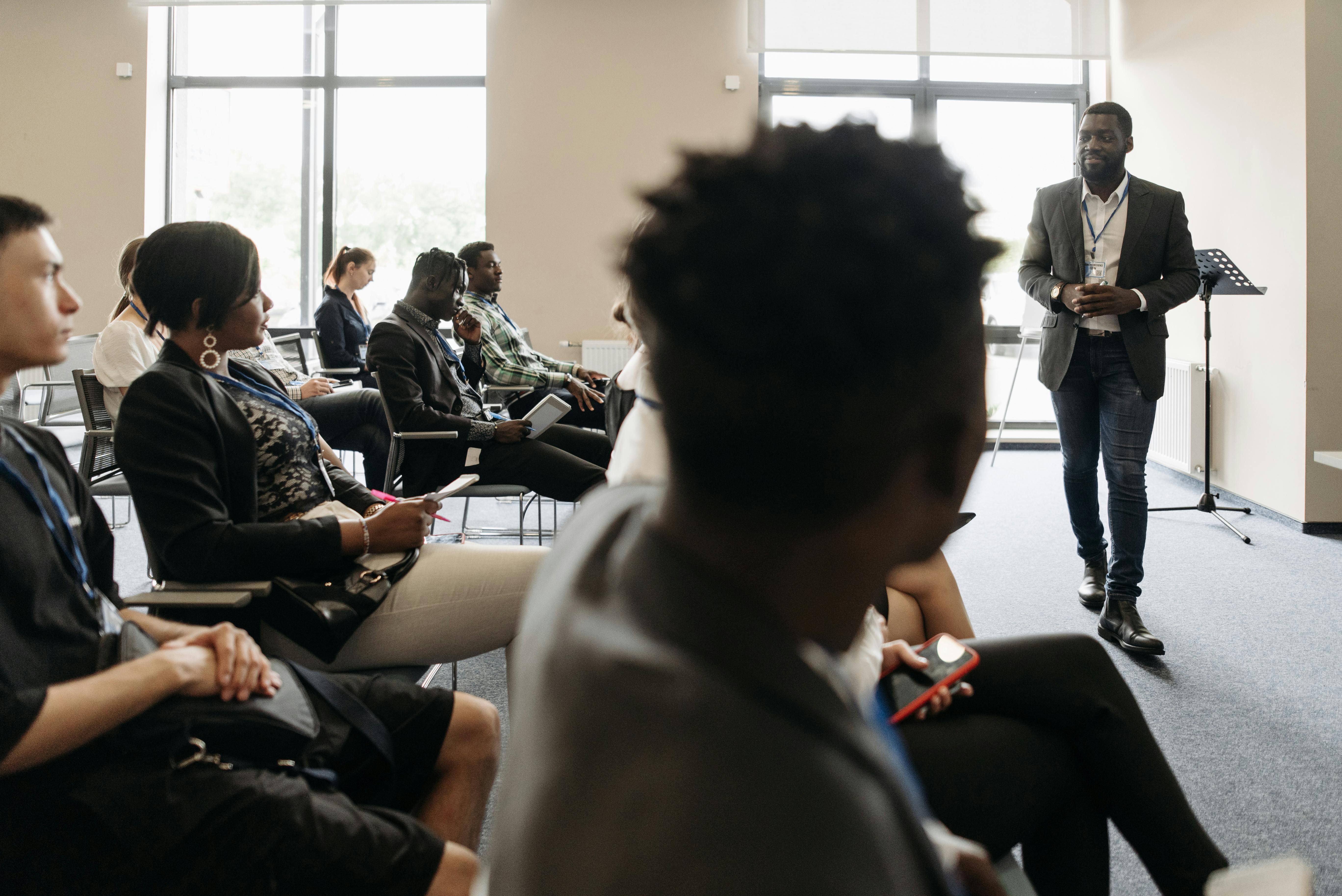 Person speaking to audience