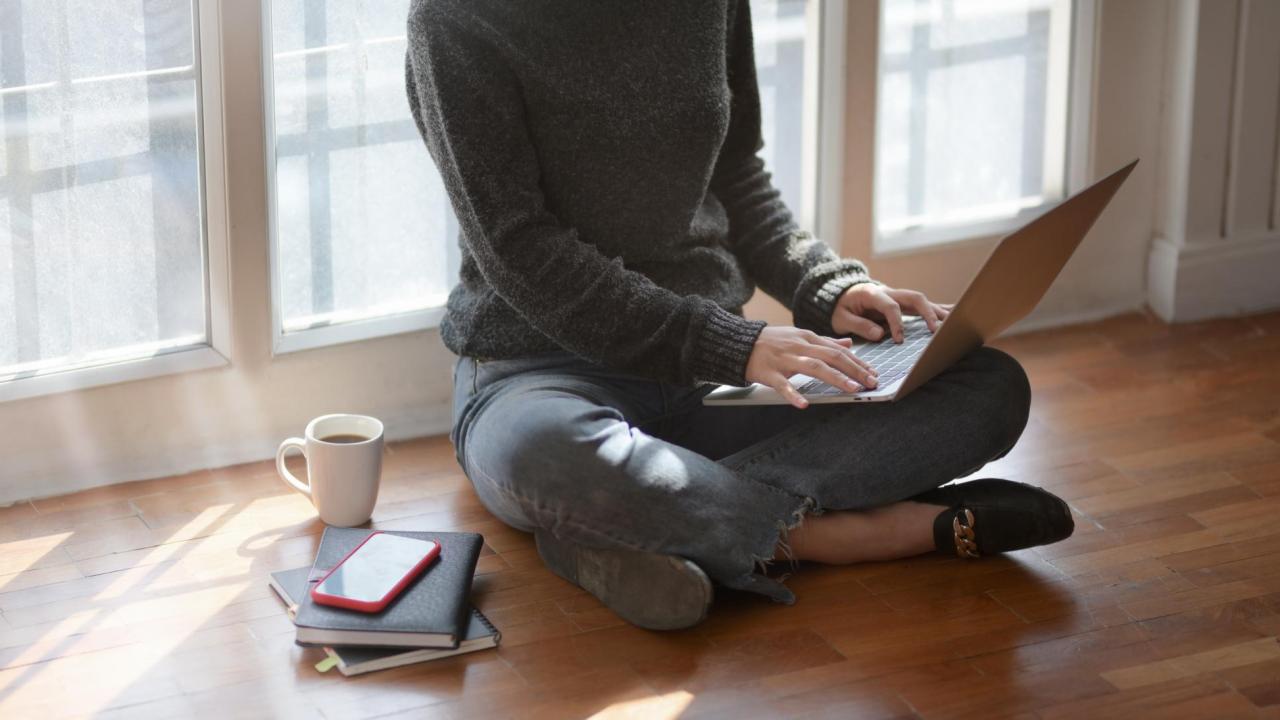 sitting while working at home