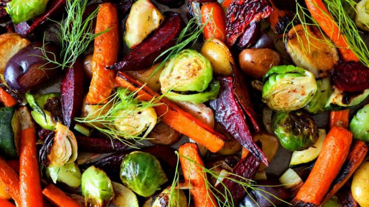 colorful roasted vegetables arrangement 