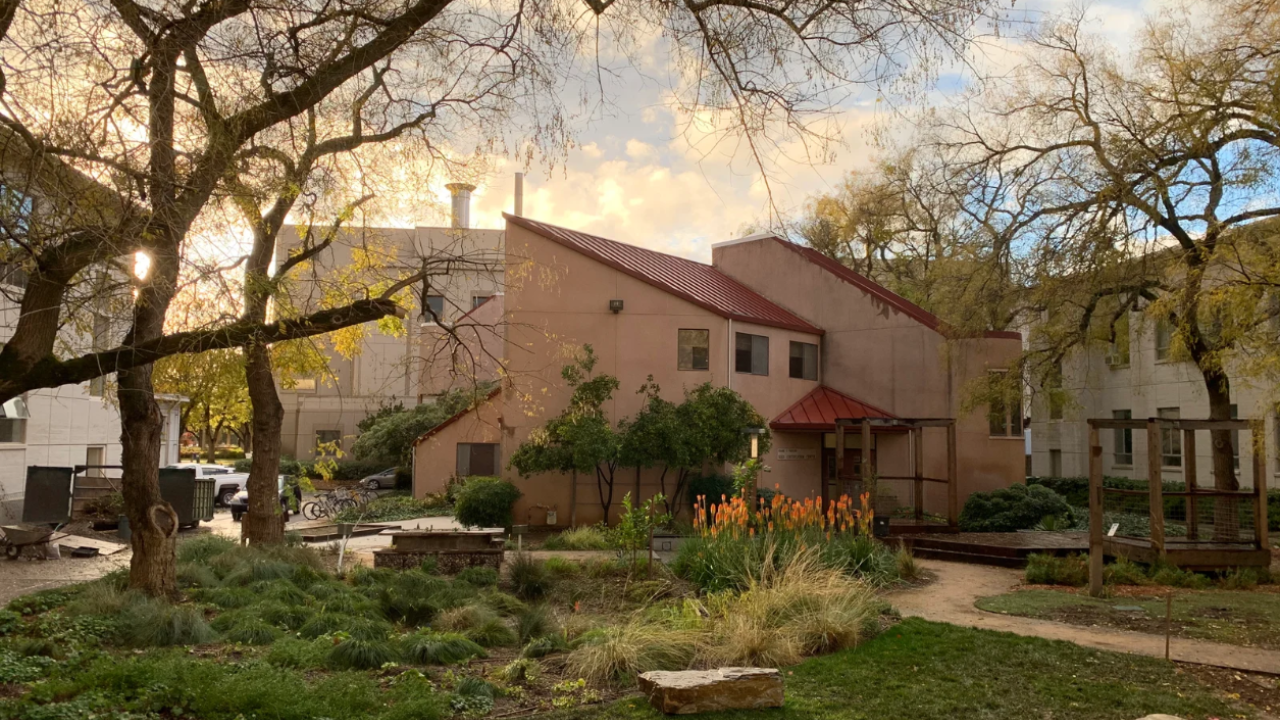 Hunt Hall courtyard at sunset