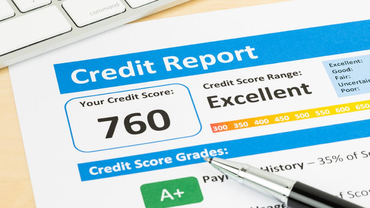 image of an excellent rated credit report with a score of 760