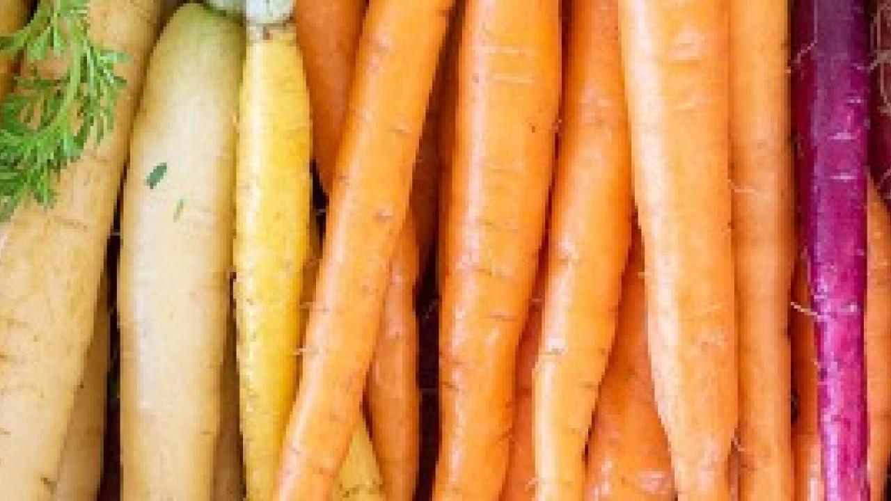 Yellow orange and purple rainbow carrots 