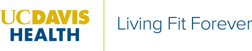 UC Davis Health and Living Fit Forever logo combination