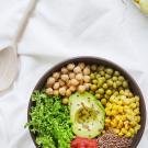 overhead shot of a bowl of healthy foods