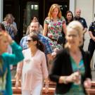 Mrak Hall Fire Drill, people pictured exiting the building