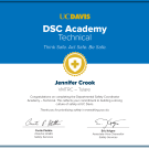 DSC Academy cert for Jennifer Crook