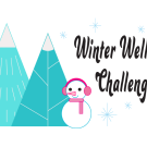 Winter Wellness Challenge 2022 logo - Two smiling snowmen standing next to two snowy mountains.