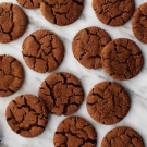 a tray of molasses cookies